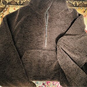 lululemon athletica Brown Sherpa Fleece 1/4 zip Pullover